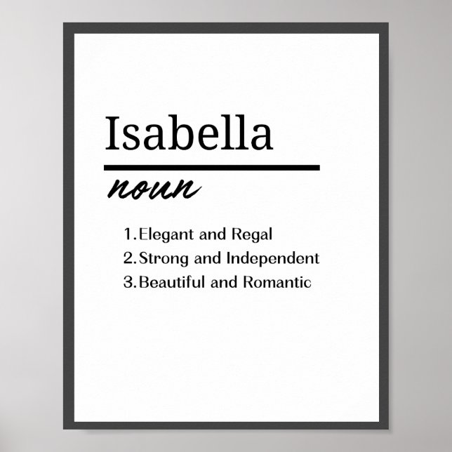 Isabella, Girl Personalized Name Definition Poster (Front)