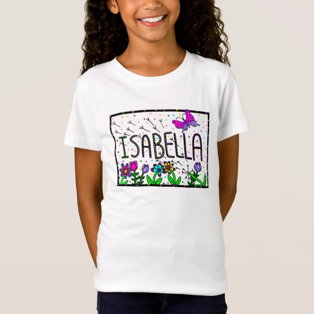 Isabella Girl's Name, Whimsical Art   Baby Bodysui T-Shirt (Front)