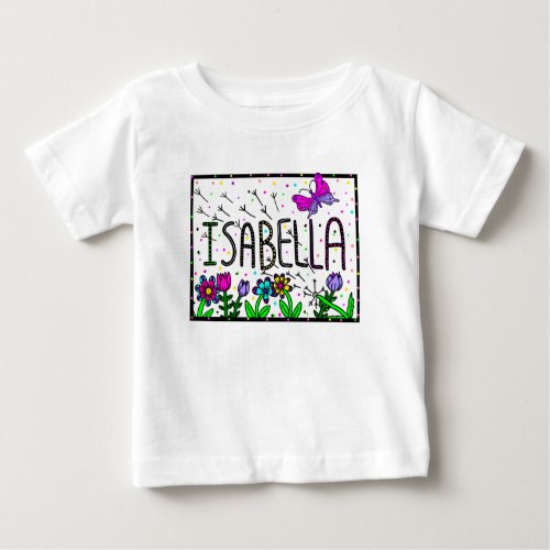 Isabella Girls Name Whimsical Art Baby T_Shirt