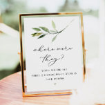 ISABELLA Greenery Where Were They Shower Game Poster<br><div class="desc">This where were they bridal shower game sign features a simple watercolor greenery leaf and modern minimalist layout. The classic elegant design makes it the perfect addition to a bridal shower or couples shower. Easily edit most text to meet the needs of your event. Pair with anything from the ISABELLA...</div>
