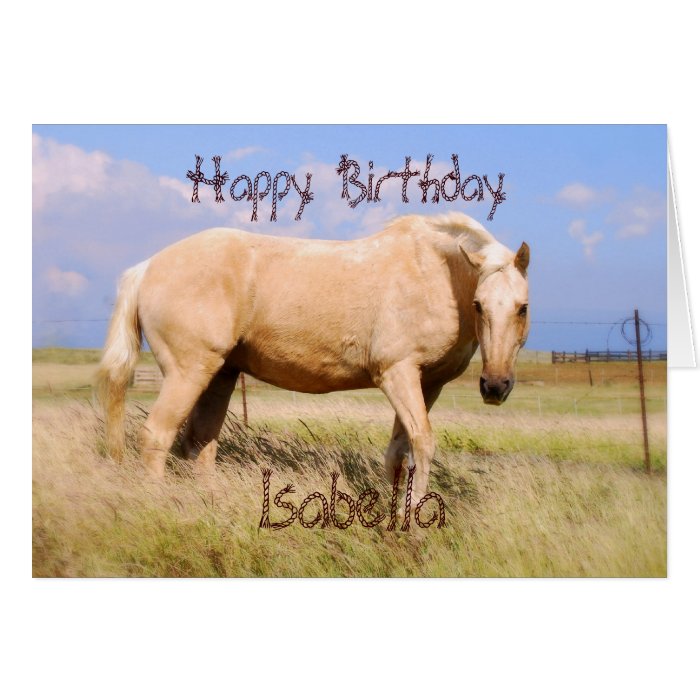 Isabella Happy Birthday Palomino Horse Card