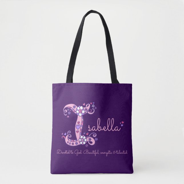 Isabella letter I monogram art & name meaning bag (Front)