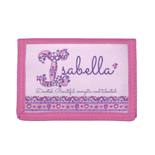 Isabella letter I name meaning doodle art Trifold Wallet