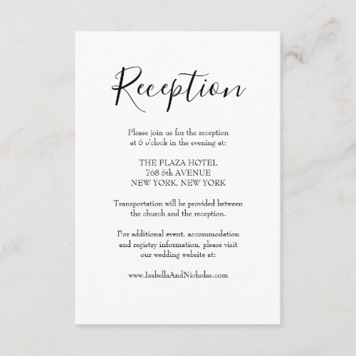 Isabella Modern Script Wedding Reception Enclosure Card