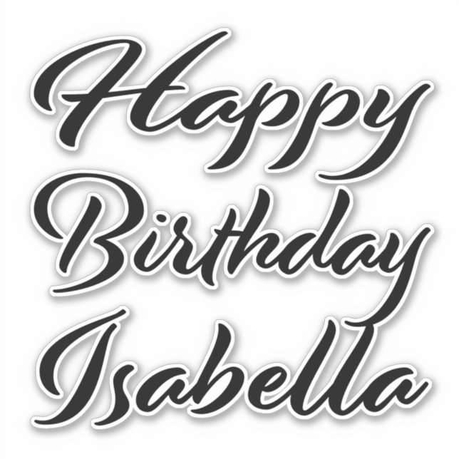 Isabella name first name black Sticker birthday (Front)