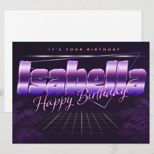 Isabella Name First Name lilac retro card birthday (Front/Back)