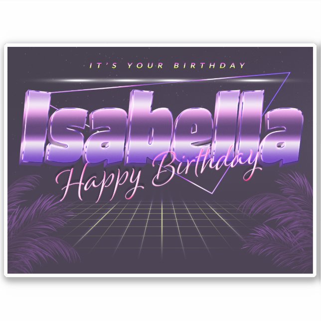 Isabella Name First Name retro Sticker Birthday (Front)