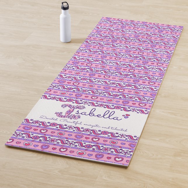 Isabella name meaning pink purple yoga mat (In Situ)