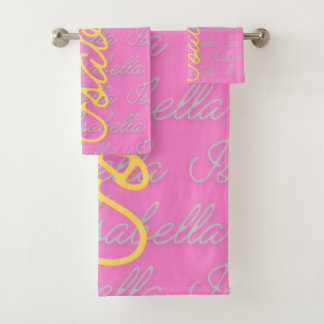 Isabella Signature Name Pattern Bath Towel Set