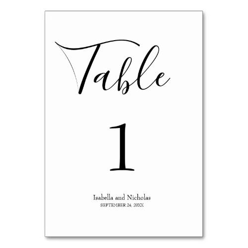 Isabella Simple Modern Whimsical Calligraphy Table Number