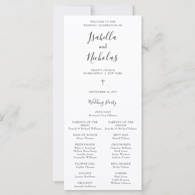 Isabella Simple Script Christian Wedding Program (Front)