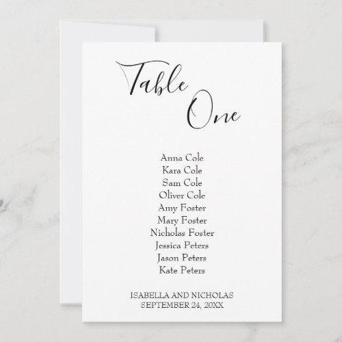 Isabella Simple Wedding Table Seating Chart