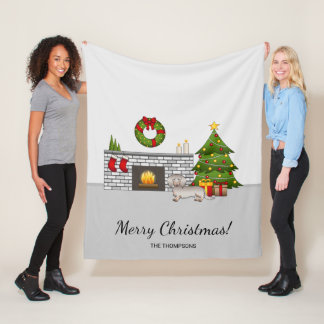 Isabella &amp; Tan Long Hair Dachshund Christmas Room Fleece Blanket