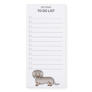 Isabella &amp; Tan Long Hair Dachshund Dog To Do List Magnetic Notepad