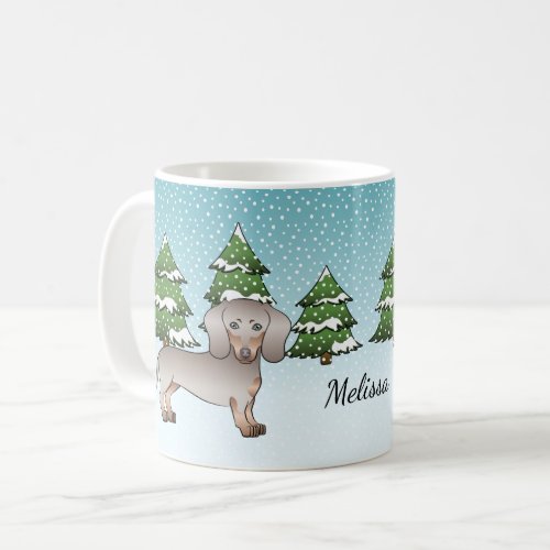 Isabella  Tan Short Hair Dachshund Winter Forest Coffee Mug