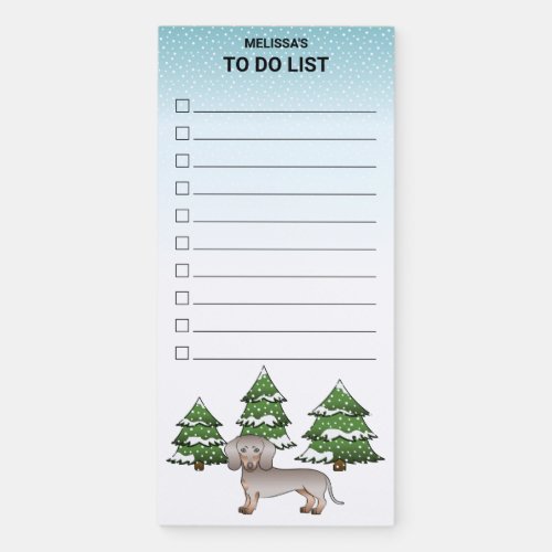 Isabella  Tan Short Hair Dachshund Winter Forest Magnetic Notepad