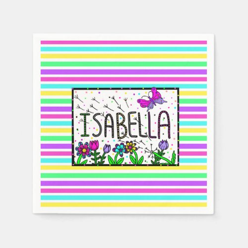 Isabella _ The Name Isabella Whimsical Drawing Napkins