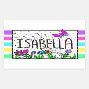 Isabella - The Name Isabella Whimsical Drawing Rectangular Sticker