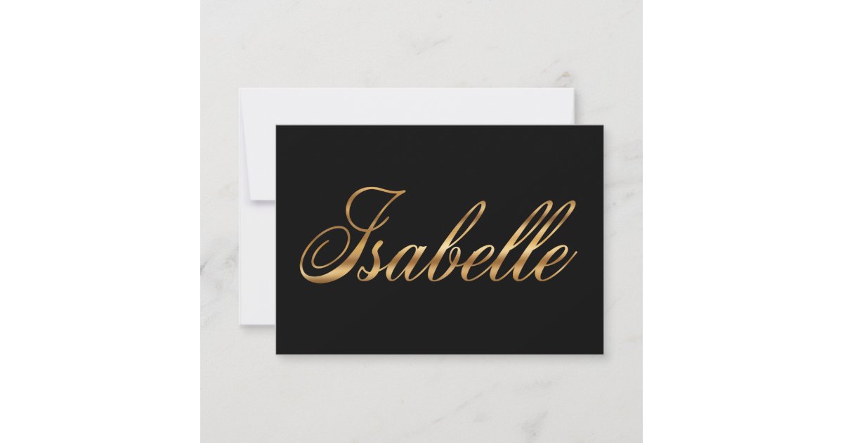 Ysabelle Lettering Isabelle gold design lettering card | Zazzle