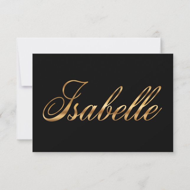Isabelle gold design lettering card (Front)