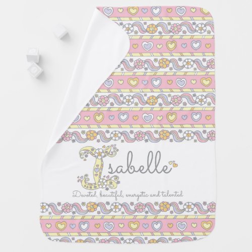 Isabelle name meaning hearts flowers baby blanket