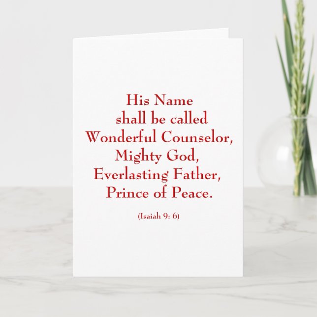 Isaiah9: 6b "His Name shall be called Wonderful.." Holiday Card (Front)