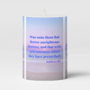 Isaiah 10:1 KJV Bible Verse Pic Pillar Candle