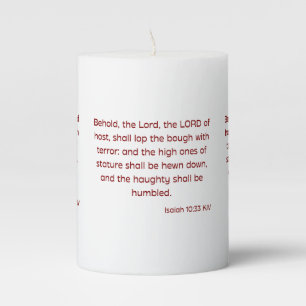 Isaiah 10:33 KJV Bible Verse Pillar Candle