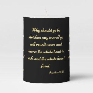 Isaiah 1:5 KJV Bible Scripture Pillar Candle