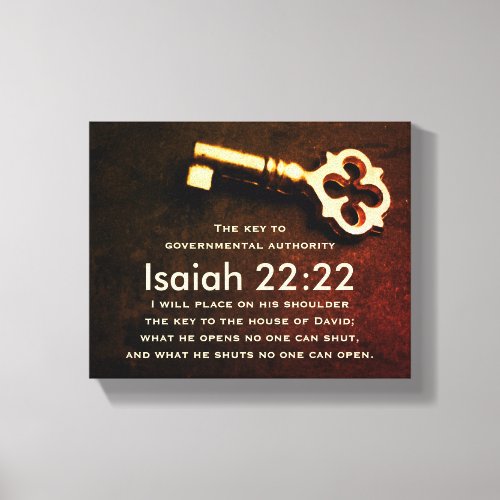 Isaiah 2222 Key to the House of David Bible Verse Canvas Print