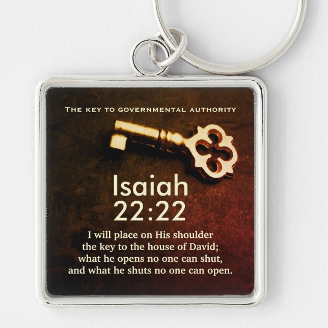 Isaiah 22:22 Key to the House of David Bible Verse Keychain (Front)