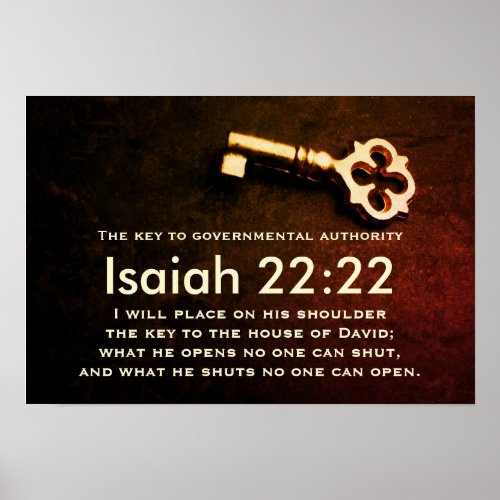 Isaiah 2222 Key to the House of David Bible Verse Poster
