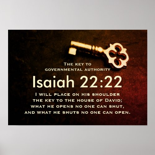 Isaiah 2222 Key to the House of David Bible Verse Poster