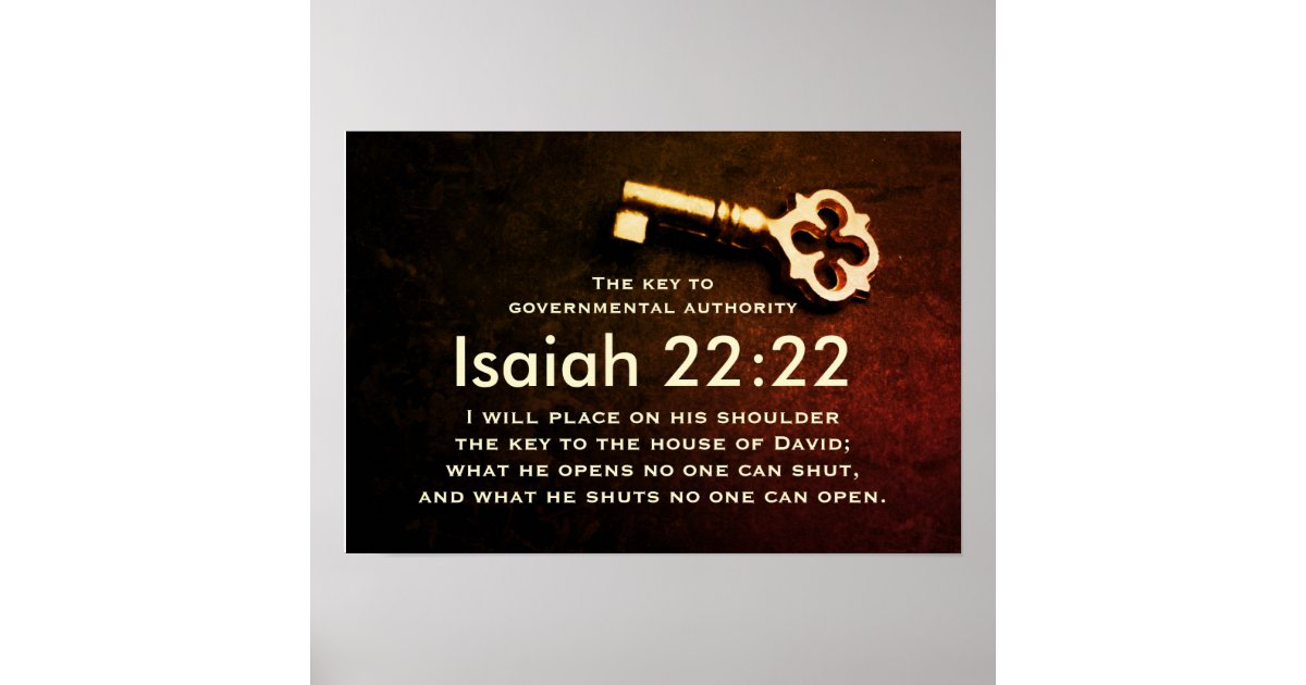 Isaiah 2222 Key to the House of David Bible Verse Poster Zazzle
