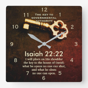 Isaiah 22:22 Key to the House of David Bible Verse Square Wall Clock