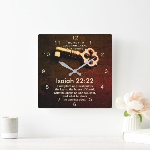 Isaiah 2222 Key to the House of David Bible Verse Square Wall Clock