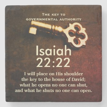 Isaiah 22:22 Key To The House Of David Bible Verse Stone Coaster by CChristianDesigns at Zazzle
