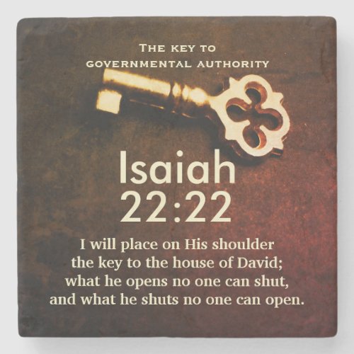 Isaiah 2222 Key to the House of David Bible Verse Stone Coaster