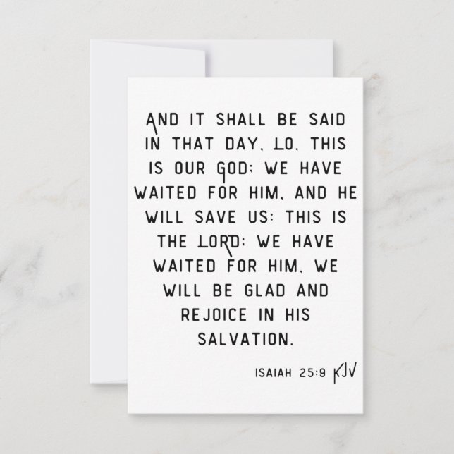 Isaiah 25:9 KJV Bible Verse Flat Greeting Card (Front)