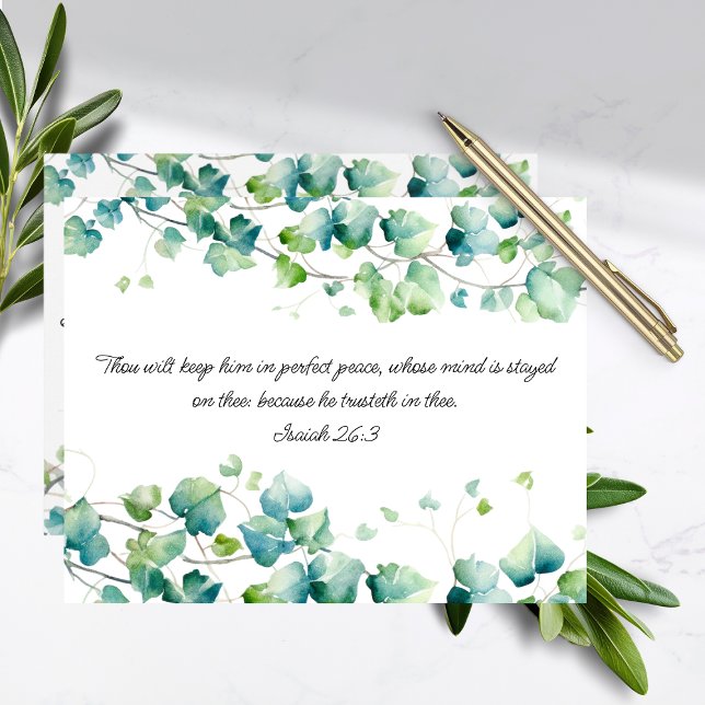 Isaiah 26:3  English Burmese Ivy White Note Card (Creator Uploaded)