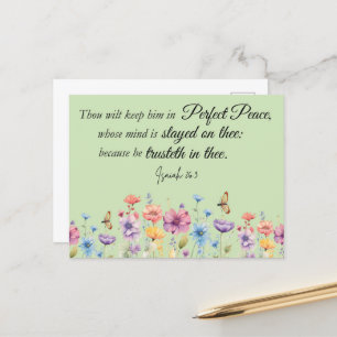 Isaiah 26:3 Perfect Peace KJV Wildflowers Bible Postcard