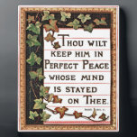 Isaiah 26:3 Victorian Scripture Plaque<br><div class="desc">Isaiah 26:3-Thou wilt keep him in perfect peace whose mind is stayed on thee.</div>
