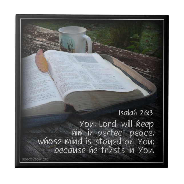 Isaiah 26v3 - Perfect Peace - Bible Ceramic Tile (Front)
