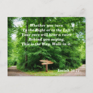 Isaiah 30:21 This is the Way Bible Verse Postcard
