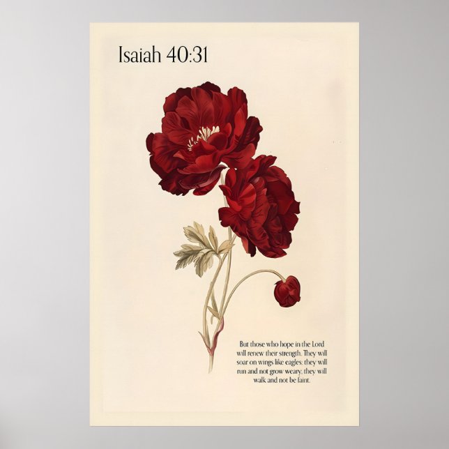 Isaiah 4031 Wall Art Print – Red Peonies Botanical (Front)