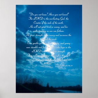 Isaiah 40;28-31 - Inspirational Poster | Zazzle