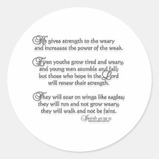 Isaiah 40:29-31 classic round sticker