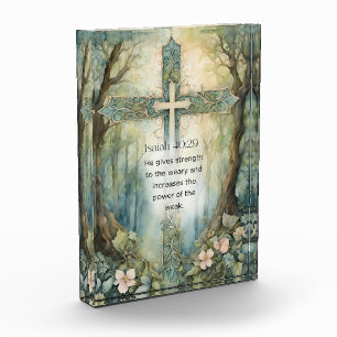 Isaiah 40:29 Bible Verse Cross Christian Encourage Acrylic Award