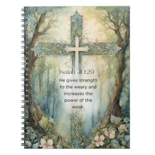Isaiah 40:29 Bible Verse Cross Christian Encourage Notebook