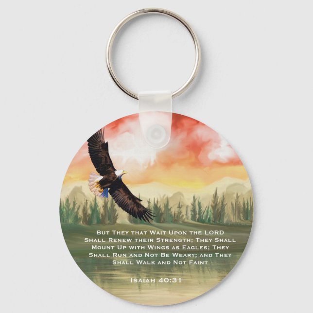 Isaiah 40:31 Bible Verse Mount on Wings Keychain (Front)
